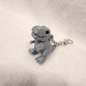 3D Print Silver T-rex Keychain/Bag Charm
